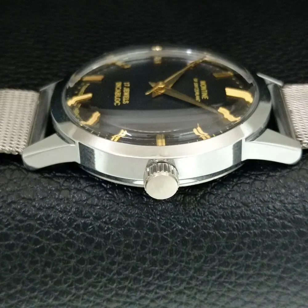 Vintage 1988 Montine Of Switzerland Manual Mens Silver Watch W/Mesh Strap